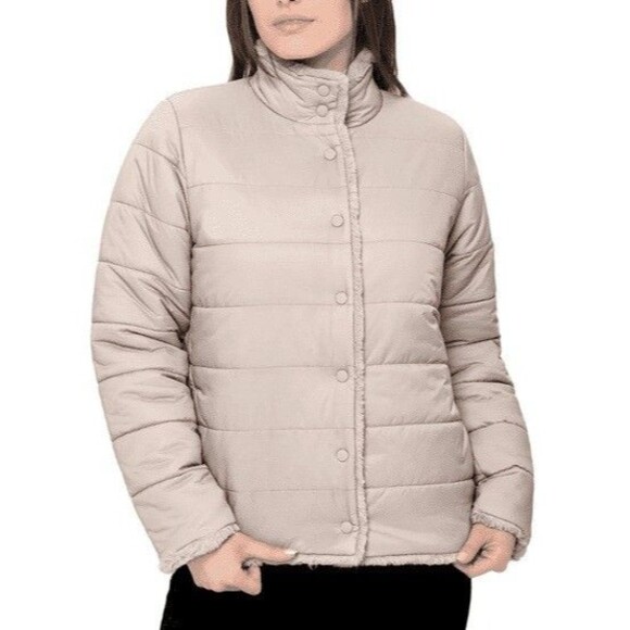 NWT Nicole Miller Original Women's Reversible Faux Fur Jacket, Tan, Size XXL - Picture 1 of 6